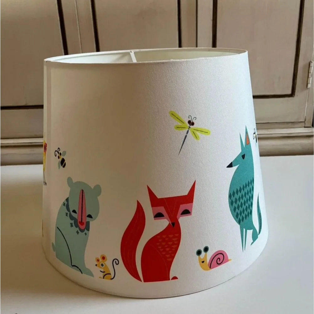 Ikea White Nursery Lampshade Bear Porcupine Woodland Forest Animals woodland